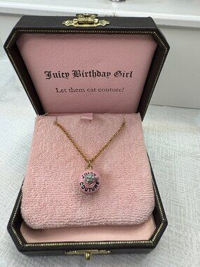 Juicy Couture “Let Them Eat Couture” Pink Pendant Necklace, In Original Box, Y2K